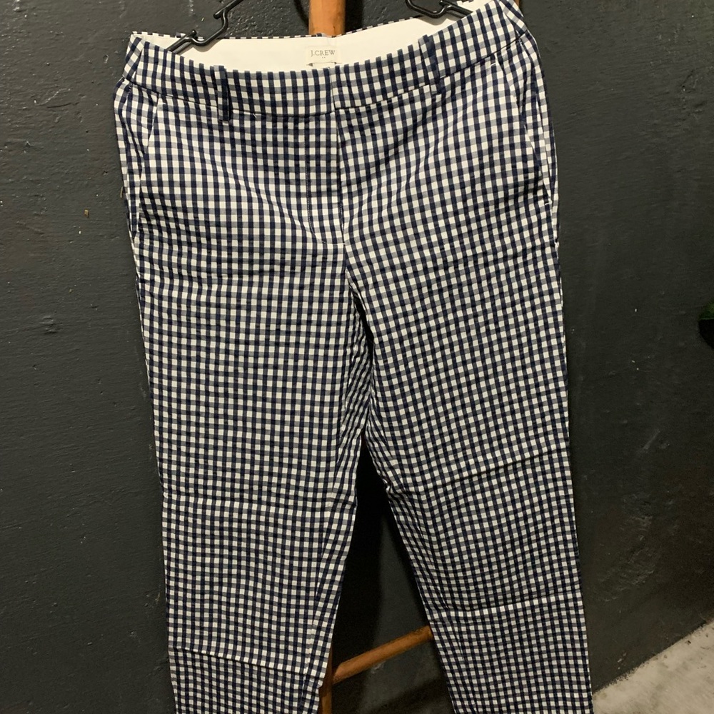 J.crew Navy gingham pants, never worn size 4